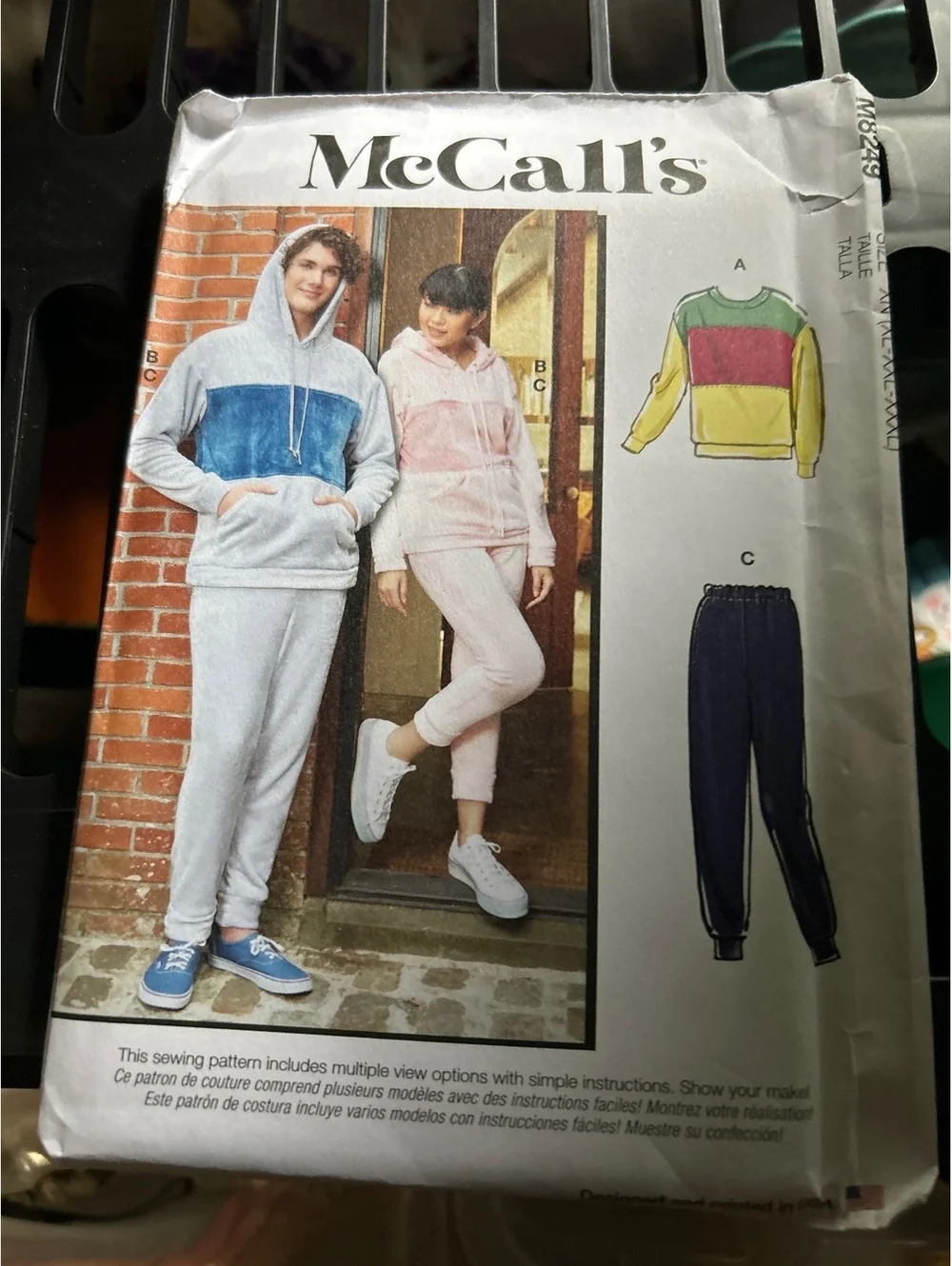 McCall's M8249 Uncut Sewing Pattern for Unisex Sweatshirt and Sweatpants